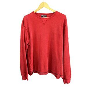 American Eagle Outfitters Red Long Sleeve Ribbed Cotton Shirt Large Y2K